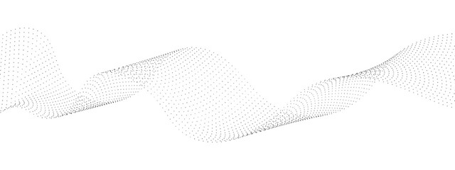Wall Mural - flowing wavy dots particles wave pattern curve halftone gradient lines shape isolated on transparent