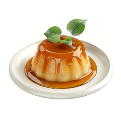 Wall Mural - cute flan isolated on white background