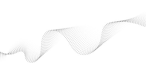 Wall Mural - halftone flowing wavy gradient dots shape isolated on transparent background. digital future technol