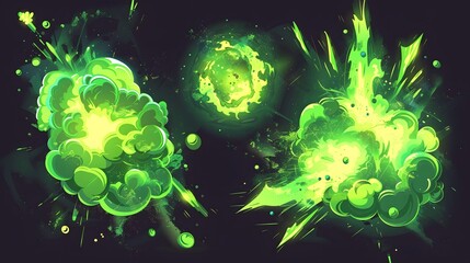 green explosion cartoon illustration