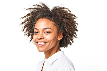 Poster - Portrait of a smiling woman with curly hair