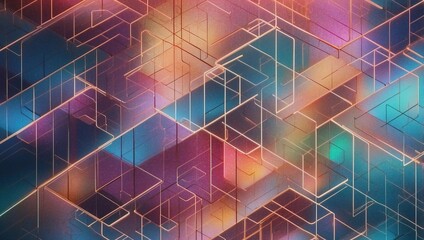 Wall Mural - Abstract background with holographic grid patterns