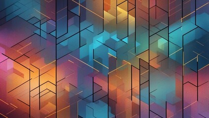 Wall Mural - Abstract background with holographic grid patterns