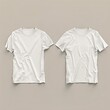 © Creative Design - Top view of White T-Shirt on soft gray background. Mock up