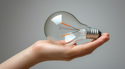 Wall Mural - businessman holds a glowing lightbulb, symbolizing innovation and new ideas. The image represents creativity, inspiration, and the power of fresh thinking in business and entrepreneurship