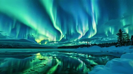Wall Mural - Beautiful green aurora
