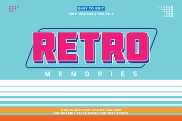 Wall Mural - retro editable text effect style. retro vintage nostalgic vibes 3d cartoon style premium vector