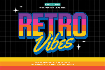 Wall Mural - retro editable text effect style. retro vintage nostalgic vibes 3d cartoon style premium vector