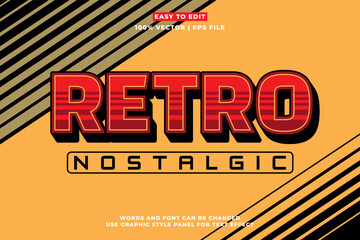 Wall Mural - retro editable text effect style. retro vintage nostalgic vibes 3d cartoon style premium vector