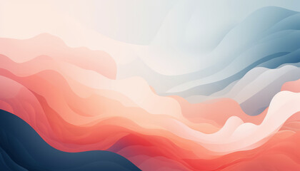 Wall Mural - Abstract Fluid Art with Soft Waves in Blue, Red, and Pink, Smooth and Elegant Background