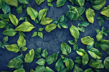 Wall Mural - Green leaves on wall