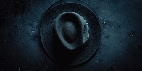 Black hat on dark surface