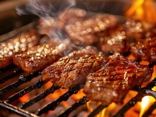 Sticker - Steaks Cooking on Grill