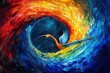 © talkative.studio - Abstract Painting of a Bird in a Colorful Swirl