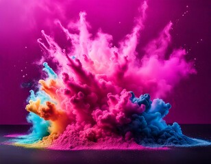 Wall Mural - Explosion of colored powder, isolated