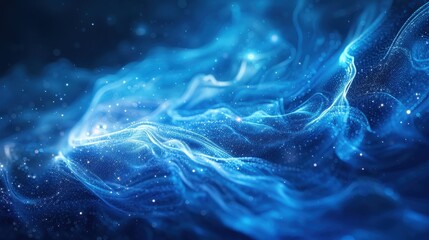 Wall Mural - Abstract Blue  Waves with Shimmering Lights