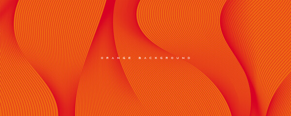 Poster - Orange abstract background wavy lines texture design vector