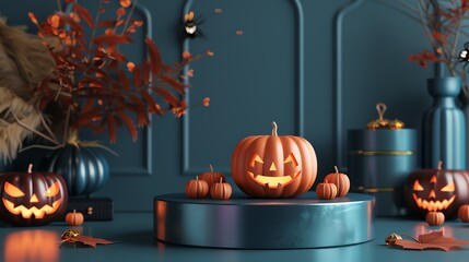 Wall Mural - This is a 3D rendering of a Halloween-themed image.