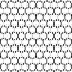 Wall Mural - Hexagon Spacing Geometric Black White Pattern Background