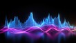 © Prapan - Visualization of music sound waves in blue and purple hues on a black backdrop