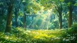 © Koplexs-Stock - Sunbeams Filtering Through a Lush Forest with White Flowers