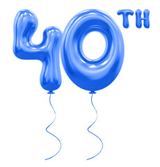 40th Anniversary Blue Number Balloon 3D