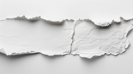 Wall Mural - White torn paper close up with space for text on isolated white background