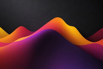 Glowing purple red yellow orange black abstract color gradient banner poster cover design, dark grainy texture, copy space