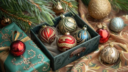 Christmas tree ornament gift box