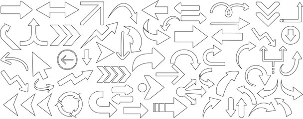 Wall Mural - arrow direction line art vector design, versatile set of arrows in various styles for navigation and