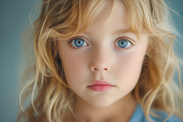 Sticker - A young girl with blue eyes looking at the camera