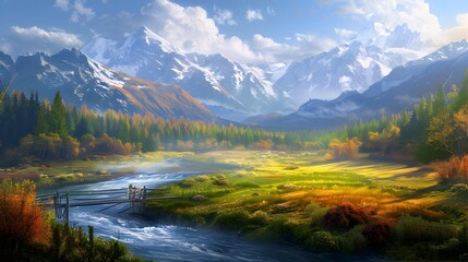 Wall Mural - river valley image