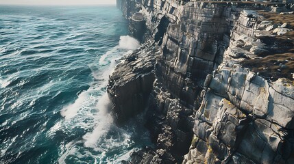 Poster - A steep cliff descending to the sea