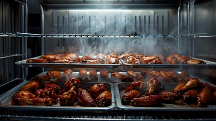 Wall Mural - The wings are laid out on baking sheets picture