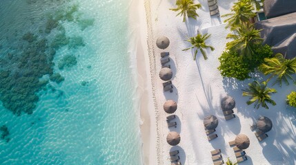 Sticker - A resort in the maldives surrounded by white sand img