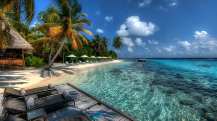 Canvas Print - A resort in the maldives surrounded by white sand picture