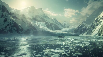 Poster - A glacier descends into the fjord picture