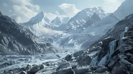 Poster - A glacier descending from the high peaks