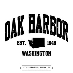 Wall Mural - Oak Harbor text effect vector. Editable college t-shirt design printable text effect vector