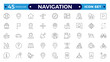 © artshuvo - Location icon set. Containing map, map pin, gps, destination, directions, distance, pace, navigation and address icons. Navigation icons collection. Editable stroke outline icon.