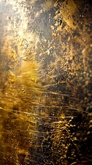 Wall Mural - A close up of a gold plate with water droplets on it