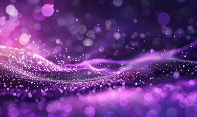 Purple science technology light glowing particles background, generative ai