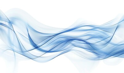 Abstract smooth blue tone wavy graphic copy space on white background, generative ai