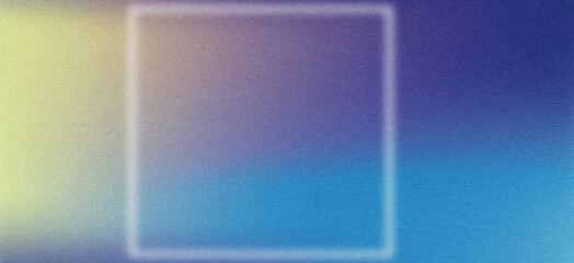 Wall Mural - Neon square frame on abstract grainy background with color gradient glow