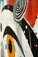 Poster - Abstract Art with Spirals and Colors on Canvas Featuring Bold Black Lines