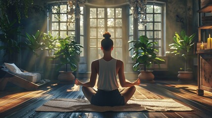 Aufkleber - Calm your mind with a peaceful indoor meditation through the serene practice of yoga.