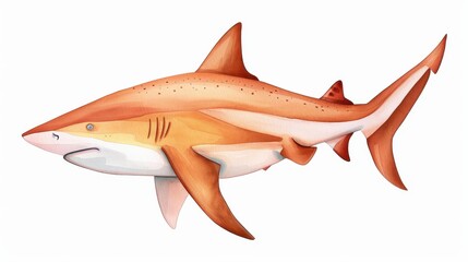 Poster - Delicate watercolor illustration of a nurse shark, showcasing its unique features amid a white backdrop. Ideal for marine art lovers.