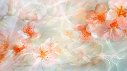 Sticker - Delicate Peach Blossoms Amid Gentle Breeze and Soft Pastel Colors in Springtime