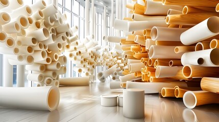 Poster - Abstract Interior Design with Curved Tubes.