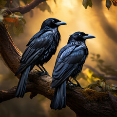 Wall Mural - raven on a branch